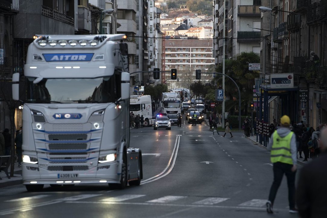 Protesta transportistas en Ourense. Foto Martiño Pinal.