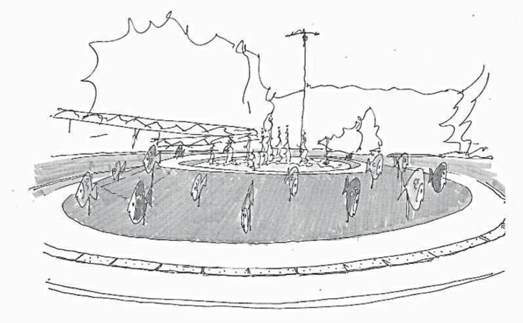Boceto de los peces de acero según figura en el proyecto.