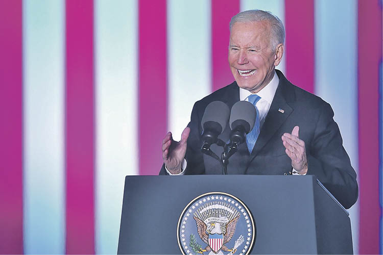 El presidente de EEUU, Joe Biden, durante su discurso en el Palacio Real de Varsovia.