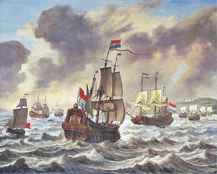 Armada holandesa na batalla das Dunas, na que participou o almirante Feijóo.