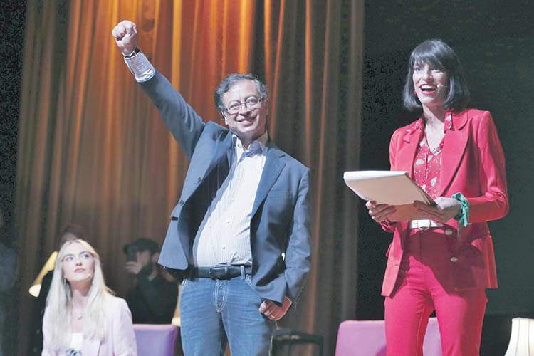 El candidato Gustavo Petro, de la coalición Pacto Histórico. (CARLOS ORTEGA)