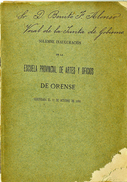 Portada del folleto cuyo ejemplar perteneció a don Benito Fernández Alonso.