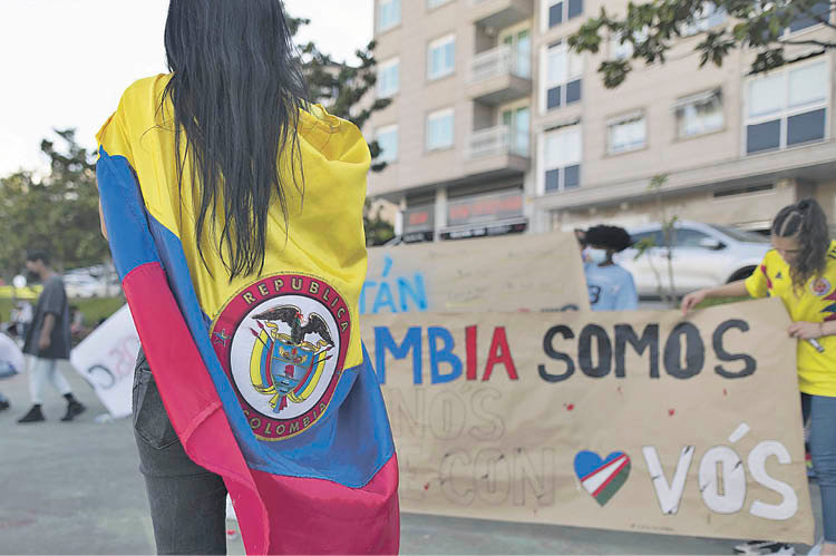 Protesta de colombianos en el Parque Barbaña en mayo de 2021.