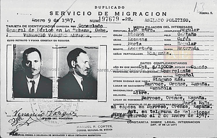 Fichas de inmigración.