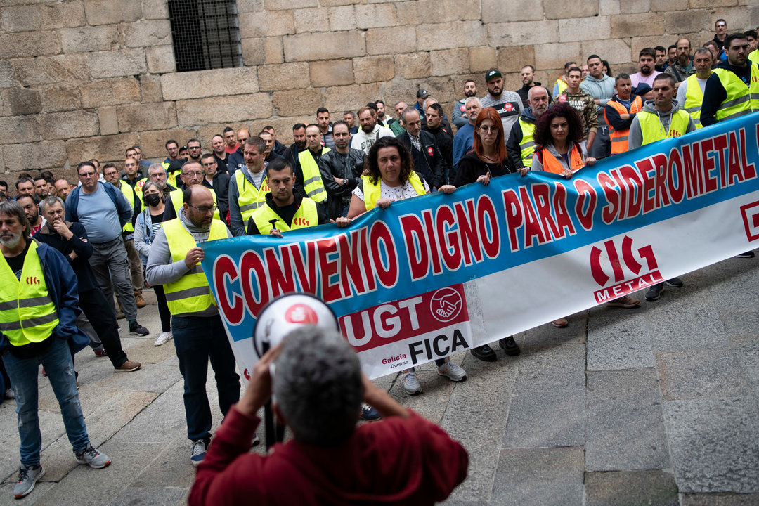 Ourense. 28/09/2022. Manifestación de traballadores do Siderometal na Ceo pola folga.
Foto: Xesús Fariñas