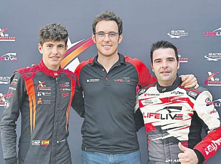 Gayoso, Neuville y Ares, durante la última prueba de la competición disputada en la localidad catalana de Mollerusa.