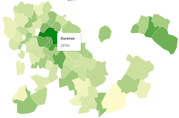 Mapa interactivo de las rentas de la provincia de Ourense.