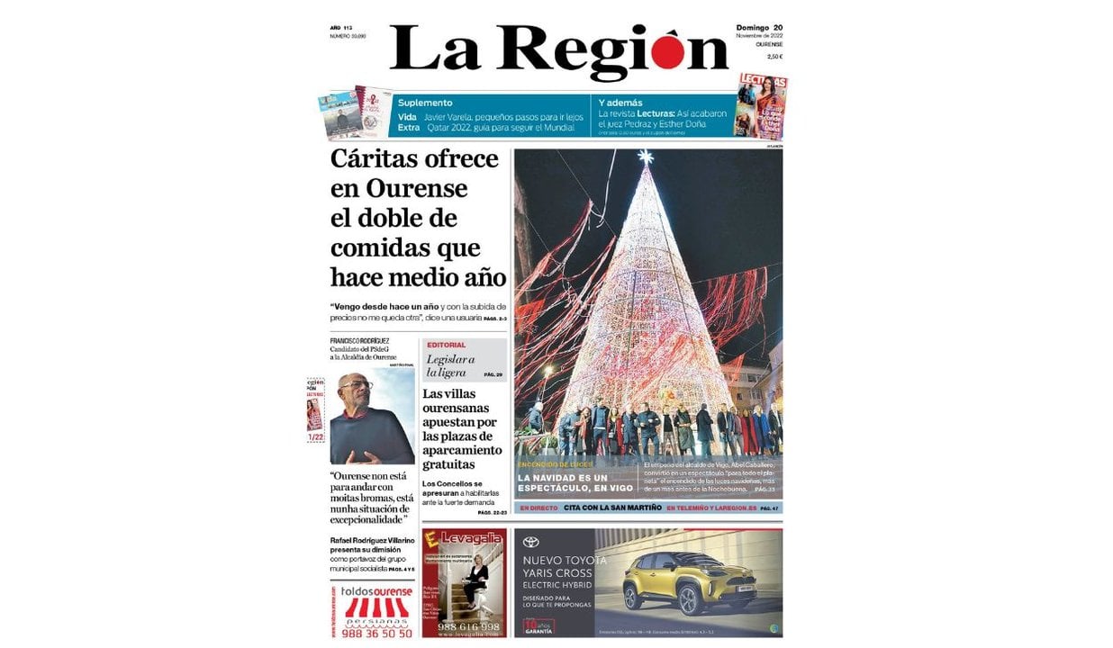 La portada de La Región este domingo 20 de noviembre