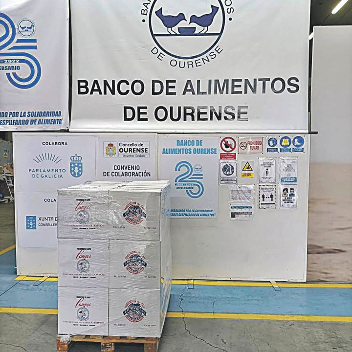 El Banco de Alimentos de Ourense recibió 1.000 kilos de café Las Antillas-Campos para entregar a las familias.