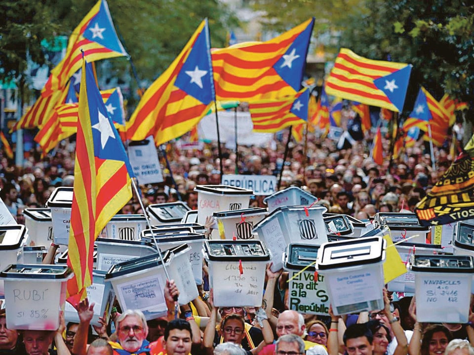 Manifestación en Barcelona tras el referéndum del 1 de octubre de 2017.