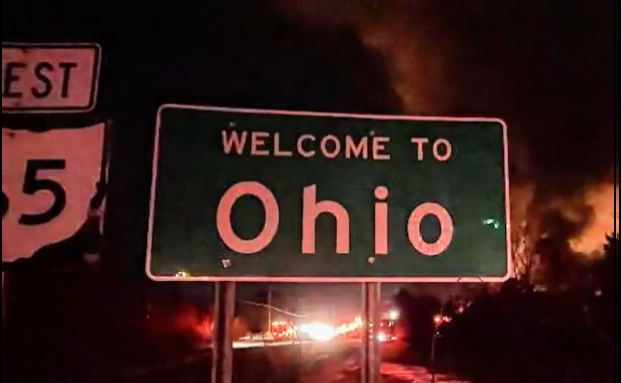Cartel que limita Ohio con Pensilvania durante el accidente.
