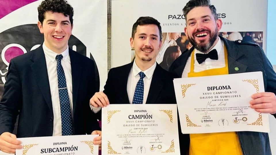 Ismael López, Mario Ayllon y Marcos Eire, ganadores del Campeonato Gallego de Sumilleres.