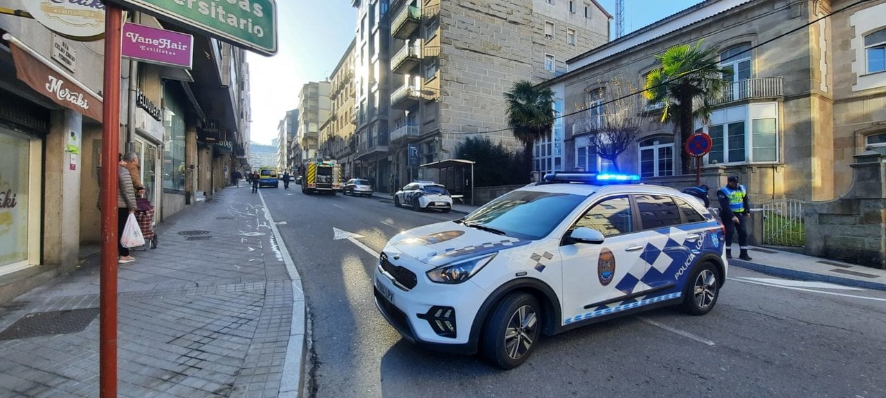 Policía Local de Ourense, en la intervención en pleno centro