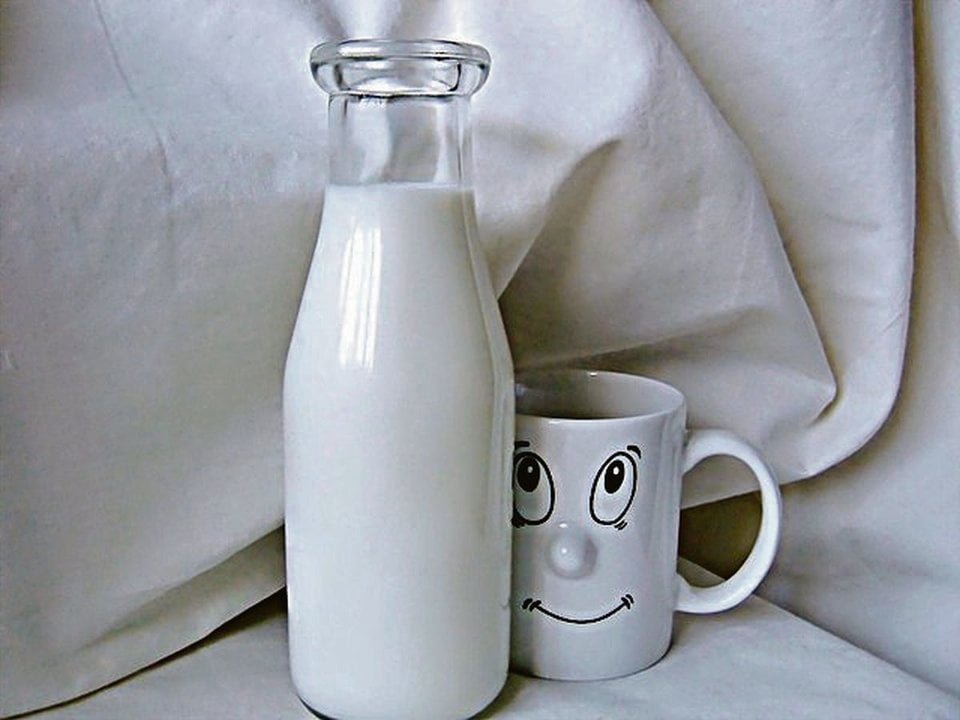 Un vaso de leche.