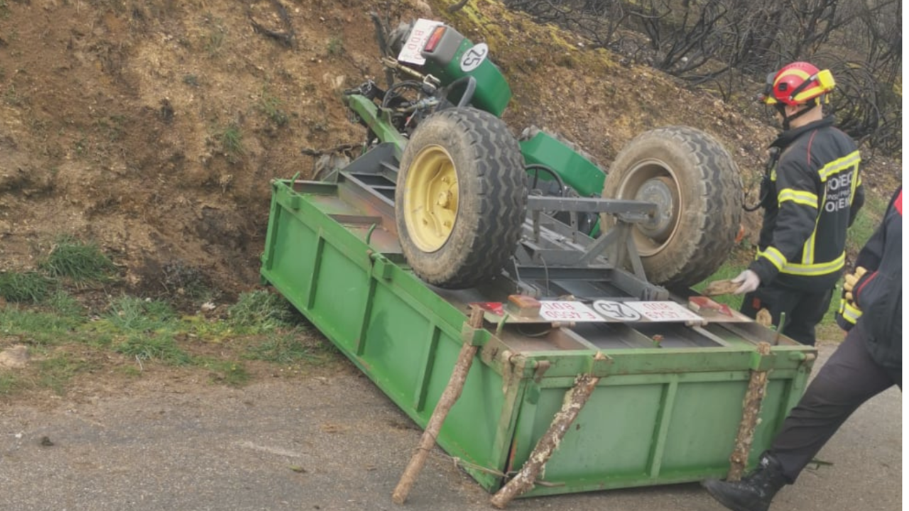 Accidente mortal de tractor en Riós. CEDIDA