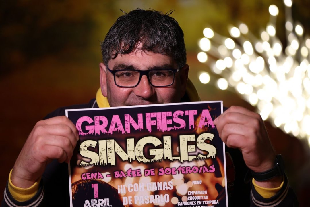 Cartel anunciador de una de las fiestas para “singles” que incluye cena y baile.  SXENICK