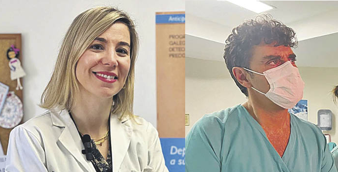 Ana Fernández Montes, oncóloga (izq.) y 
Eloy Sánchez, jefe de Digestivo (der.)