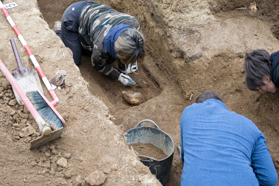 Arqueólogos durante a exhumación en decembro de 2022. imaxe HUMBERTO