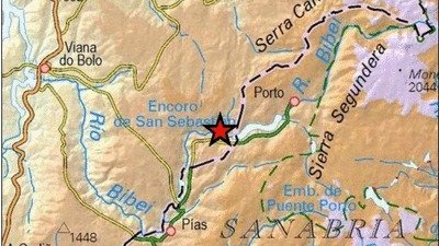 Epicentro del terremoto en A Veiga.