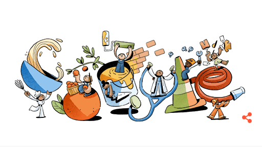Doodle de Google por el Día del Trabajo.