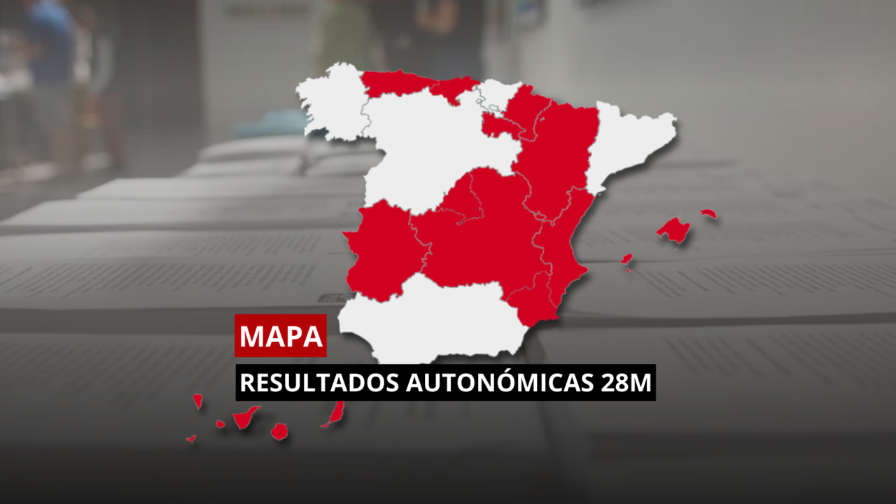 Mapa de resultados de las elecciones autonómicas el 28M en España
