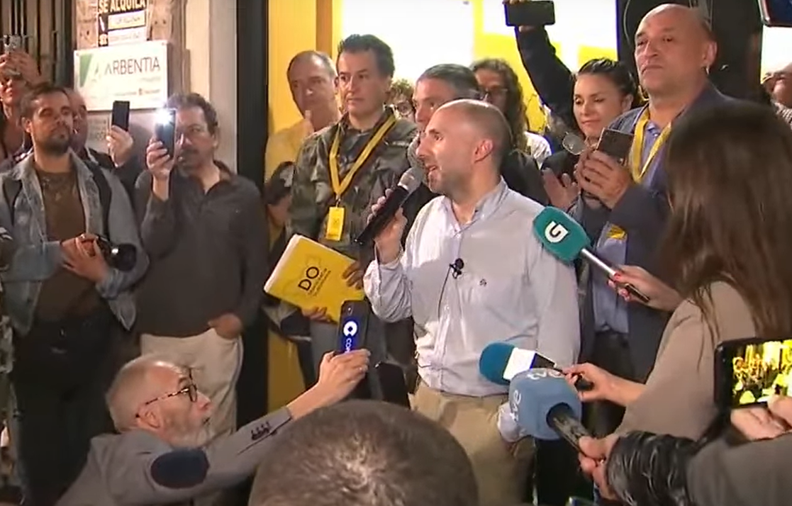 Gonzalo Pérez Jácome en una rueda de prensa tras las elecciones. Foto: TVG.