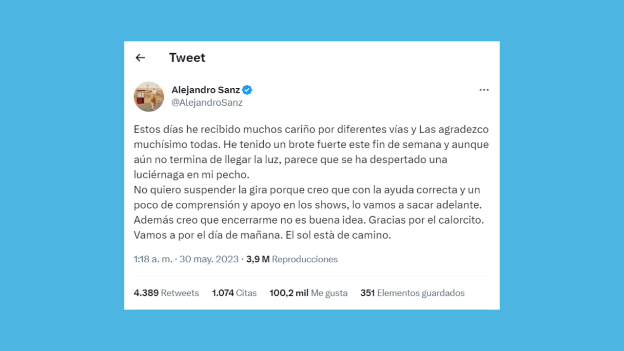 Alejandro Sanz, a través de Twitter.