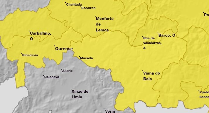 Aviso amarrillo en Ourense por la AEMET