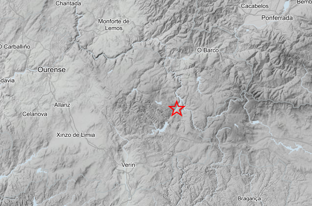 Epicentro del terremoto en Vilariño de Conso.