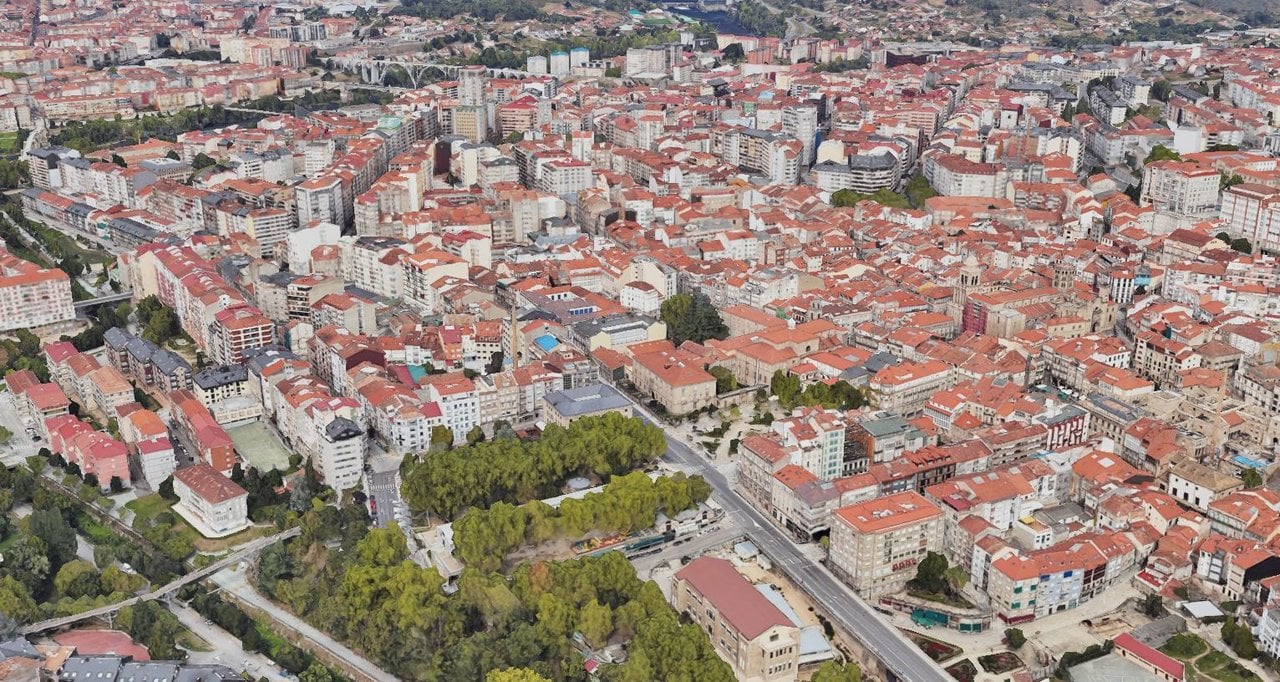 Vista satélite de Ourense