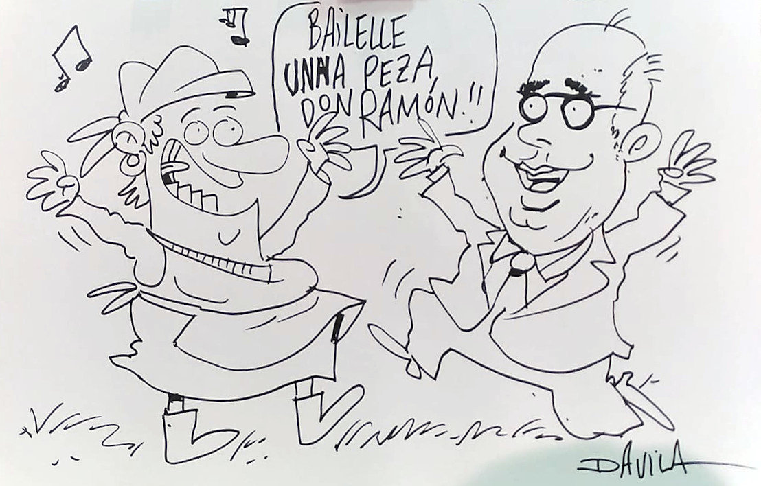 Viñeta debuxada polo ilustrador Luis Davila para agradecer o premio Trasalba.
