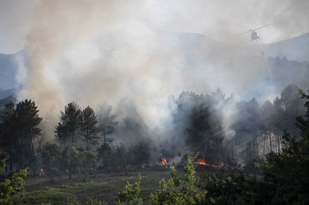 El incendio registrado en Cenlle el pasado lunes (Foto: Martiño PInal)