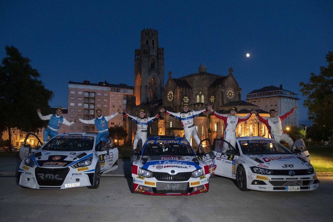Los tres primeros clasificados en la segunda edición del Rally Pazo Tizón. MARTIÑO PINAL