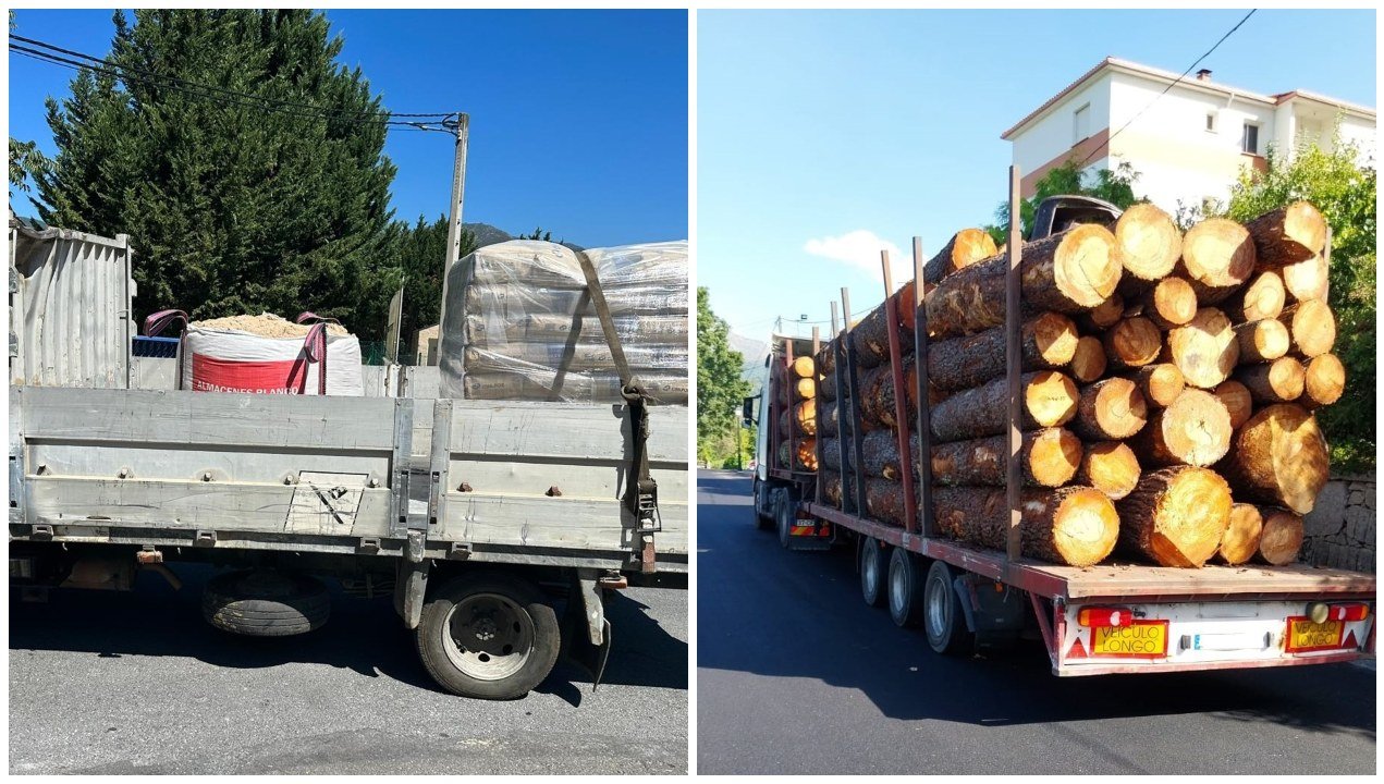 Los dos camiones que circulaban con exceso de peso en Ourense.
