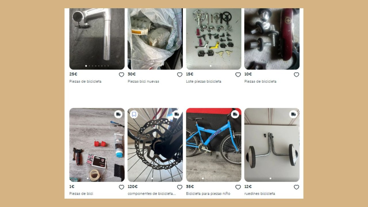 Venta de piezas de bicicleta en plataformas online.