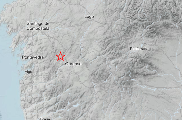 Epicentro del terremoto en O Carballiño.