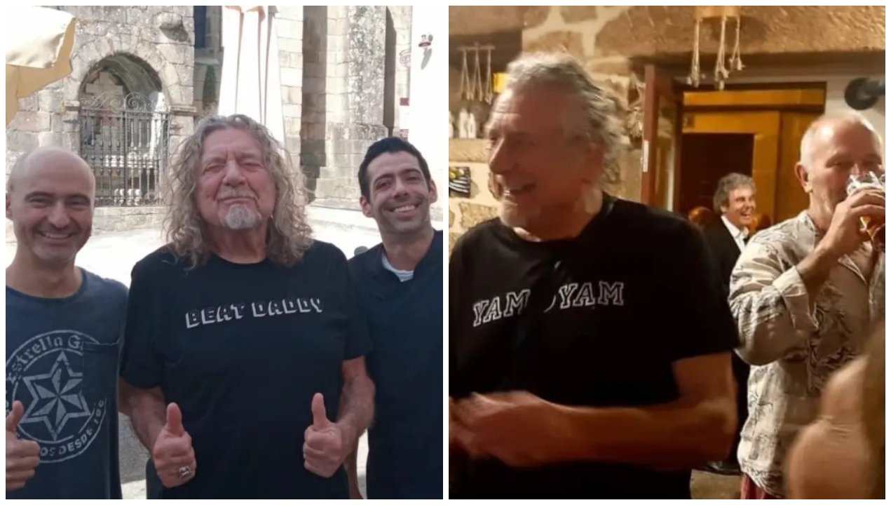 Robert Plant y su banda disfrutando de productos gastronómicos en Allariz.