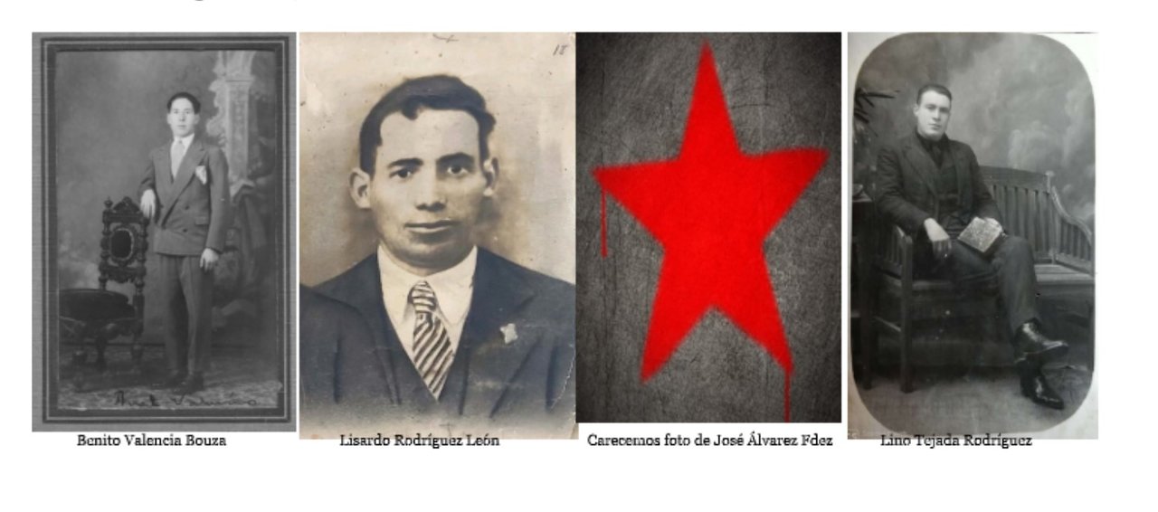 Víctimas del fascismo: Benito Valencia, Lisardo Rodríguez, José Álvarez  e Lino Tejada.