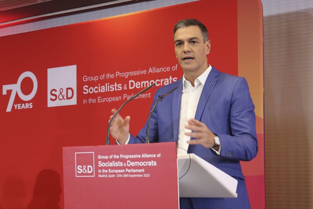 Pedro Sánchez, en la clausura de las jornadas del Grupo S&D, en Madrid.