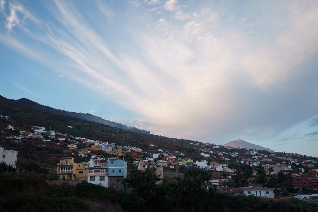 Zona de los altos del municipio de Santa Úrsula (Tenerife) donde permanece activo el incendio declarado en la tarde de ayer. Foto: EFE/Ramón de la Rocha.