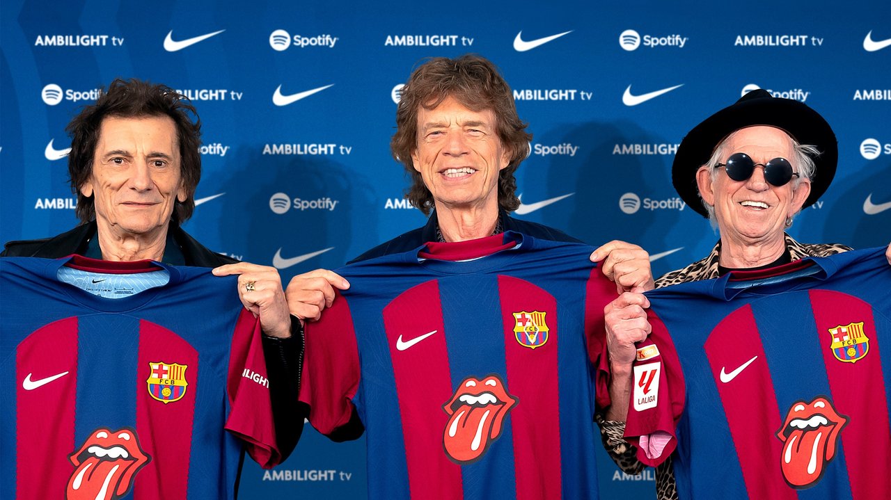 The Rolling Stones, con la camiseta del Barça luciendo su logo