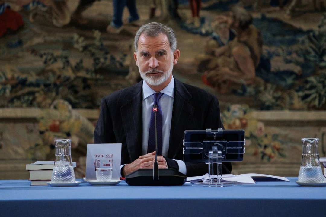 El rey Felipe VI durante un acto celebrado en la Real Academia Española.
