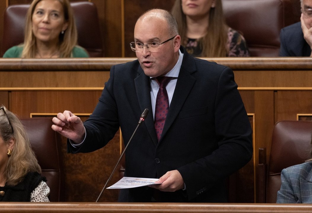 El portavoz del PP en el Congreso, Miguel Tellado, interviene durante una sesión de control al Gobierno (EP).