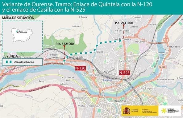Transportes aprueba provisionalmente el proyecto de construcción del segundo tramo de la variante norte de Ourense.