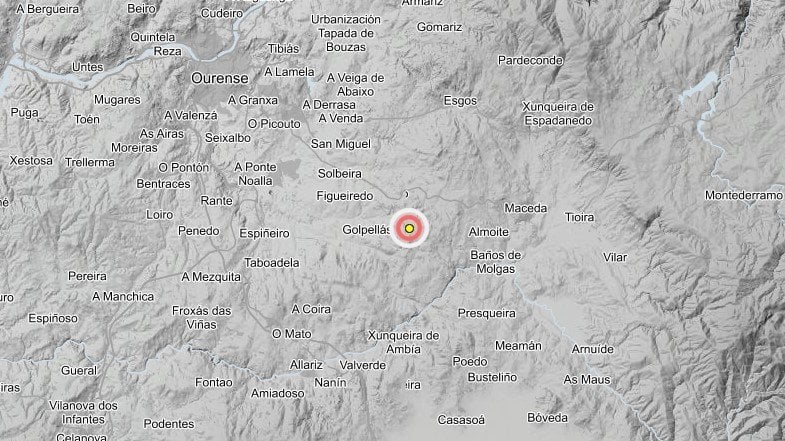 Terremoto registrado en Paderne de Allariz (IGN).