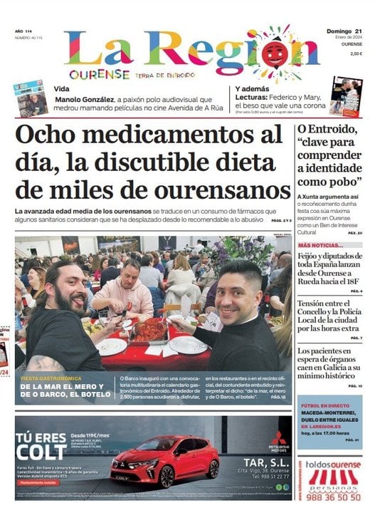 La portada de La Región este domingo, 21 de enero.
