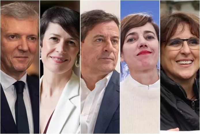 Los cinco candidatos del debate de las elecciones gallegas del 18F organizada por la CRTVG.