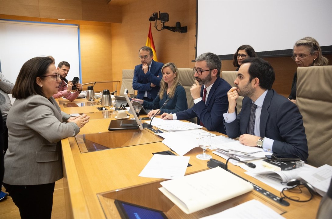 El presidente de la Comisión de Justicia, Francisco Lucas Ayala (2d), durante una Comisión de Justicia, en el Congreso de los Diputados, a 7 de marzo de 2024, en Madrid