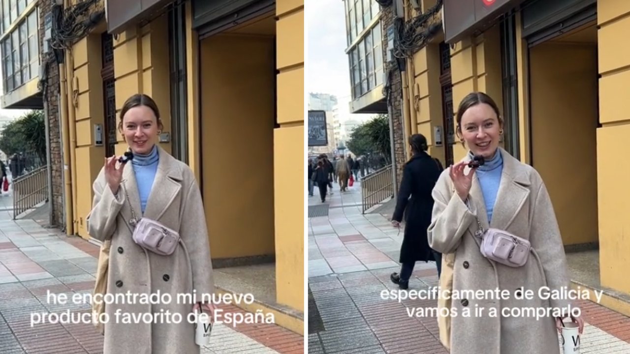 Fragmentos del vídeo que la influencer Rachel Anne ha subido en sus redes sociales delante de un supermercado de una conocida marca gallega.