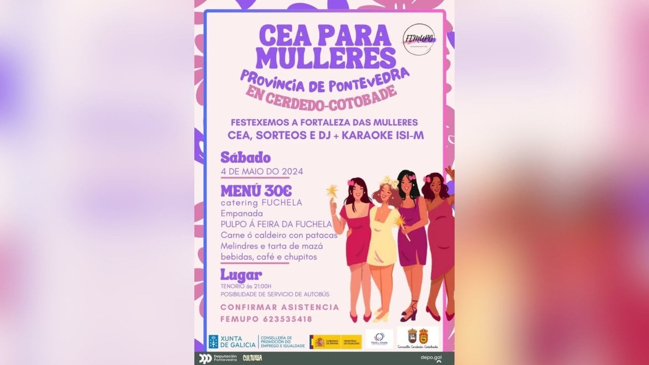 El cartel de "Cea para mulleres" en Pontevedra que investiga en Ministerio de Igualdad